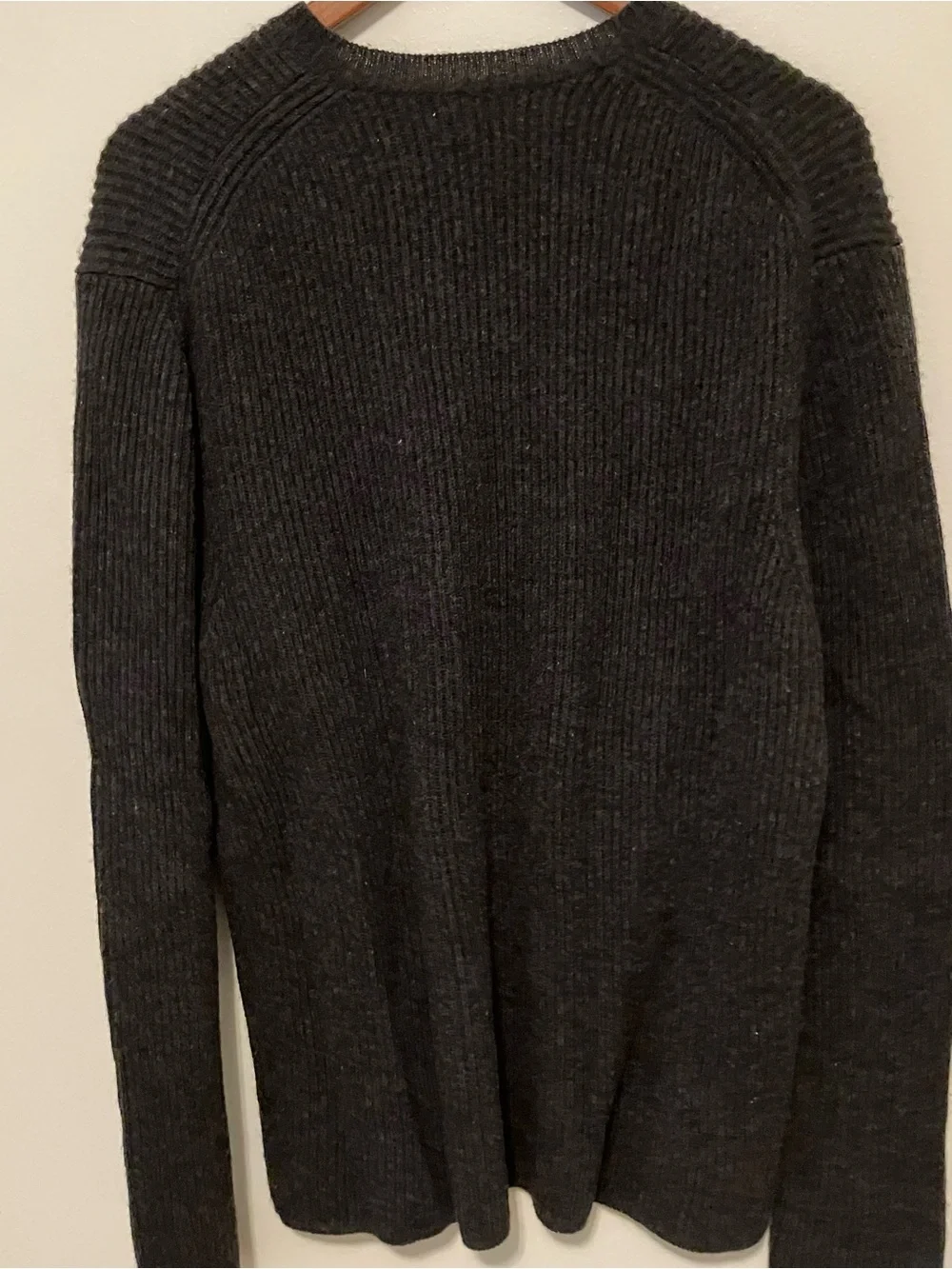 VTG Banana Republic Men’s Wool XL Gray Fisherman Rib Knit V-neck Sweater Y2K